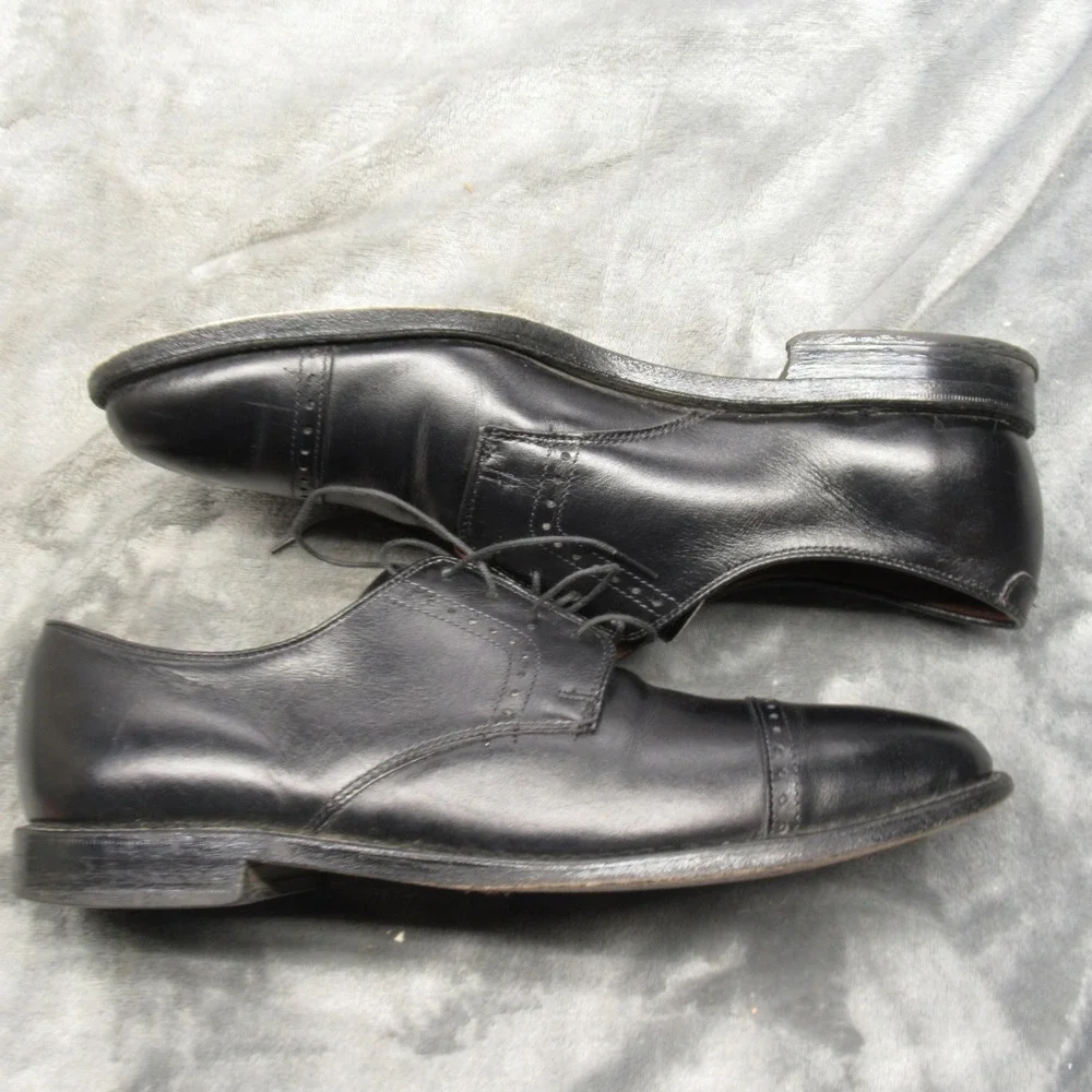 Allen Edmon Clifton Dress Shoes Mens‎ 9.5 D Black Leather Cap Blucher Oxford USA